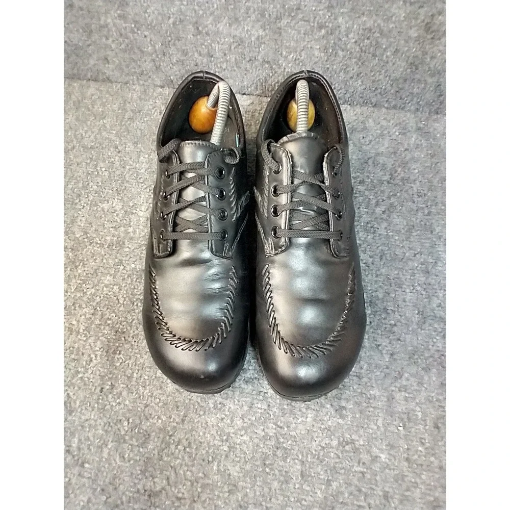Drew Womens 10 AA Narrow Orthopedic Black Leather Whipstitch Oxford Shoes Vibram